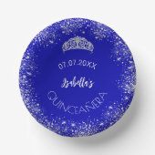 Quinceanera royal blue Silglitter name Papieren Kommen (Voorkant)