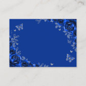 Quinceanera Royal Blue Silver Floral Details Informatiekaartje (Achterkant)