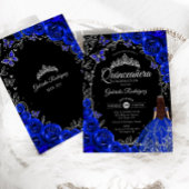 Quinceanera Royal Blue Silver Floral Kaart