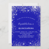 Quinceanera royal blue Silver glitter stofglazuur Kaart (Voorkant)