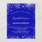 Quinceanera royal blue Silver-uitnodiging Flyer (Voorkant)