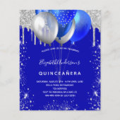 Quinceanera royal blue Silver-uitnodiging Flyer (Voorkant)