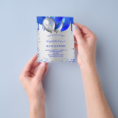 Quinceanera royal blue Silver-uitnodiging Flyer (Hand)