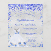 Quinceanera royal blue Silver-uitnodiging Flyer (Voorkant)