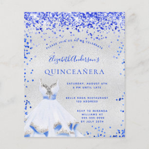 Quinceanera royal blue Silver-uitnodiging Flyer