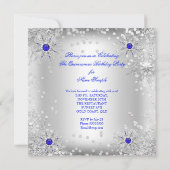 Quinceanera Royal Blue Silver Winter Wonderland Kaart (Achterkant)