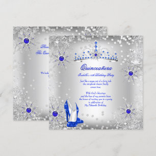 Quinceanera Royal Blue Silver Winter Wonderland Kaart