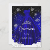 Quinceanera Royal blue snewflake Silver Dress Kaart (Voorkant)