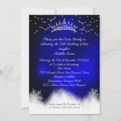 Quinceanera Royal blue snewflake Silver Dress Kaart (Achterkant)