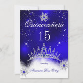 Quinceanera Royal Blue Snowflake 15th Birthday Kaart (Voorkant)