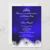 Quinceanera Royal Blue Snowflake 15th Birthday Kaart (Achterkant)