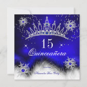 Quinceanera Royal Blue Snowflake 15th Birthday Kaart (Voorkant)