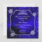 Quinceanera Royal Blue Snowflake Tiara 15de partij Kaart (Achterkant)