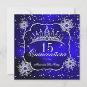 Quinceanera Royal Blue Snowflake Tiara 15de partij Kaart (Voorkant)