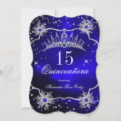 Quinceanera Royal Blue Snowflake Tiara 15de partij Kaart (Voorkant)