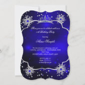 Quinceanera Royal Blue Snowflake Tiara 15de partij Kaart (Achterkant)