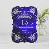 Quinceanera Royal Blue Snowflake Tiara 15de partij Kaart (Staand voorkant)