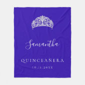 Quinceanera royal blue tiara crown name fleece deken (Voorkant)