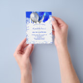 Quinceanera royal blue-white budget uitnodiging flyer (Hand)