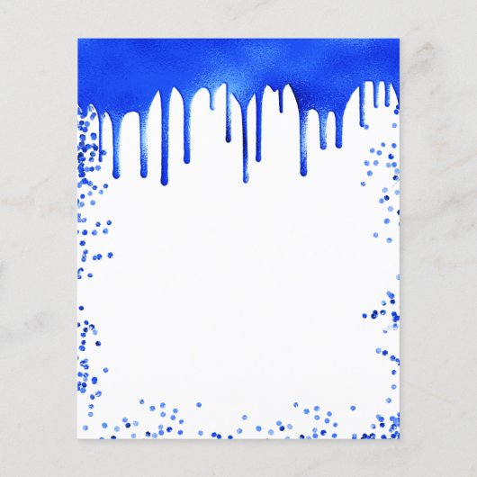 Quinceanera royal blue-white budget uitnodiging flyer (Achterkant)