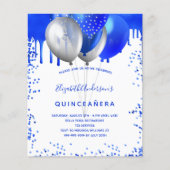 Quinceanera royal blue-white budget uitnodiging flyer (Voorkant)