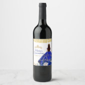 Quinceañera Royal Blue Wine Bottle Party Label Wijn Etiket (Voorkant)
