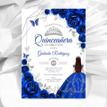 Quinceanera Royal Blue Zilveren Jurk