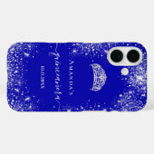 Quinceanera royal blue zilverglitter tiara name Case-Mate iPhone case (Achterkant (horizontaal))