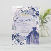 Quinceañera royal navy blue elegant fancy Tiara Kaart (Staand voorkant)