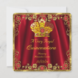 Quinceanera Royal Red Gem Gold Princess Crown 3 Kaart
