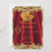 Quinceanera Royal Red Gem Gold Princess Crown Kaart (Voorkant)