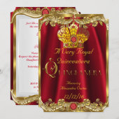 Quinceanera Royal Red Gem Gold Princess Crown Kaart (Voorkant / Achterkant)