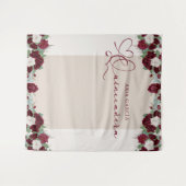 Quinceanera Royal Roos Bourgondië Rode Bloemen Wandkleed (Voorkant (horizontaal))