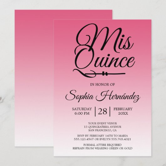 Quinceañera Roze 15e verjaardag  Kaart (Voorkant / Achterkant)