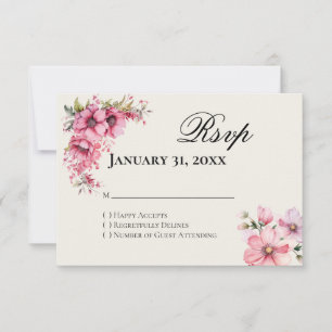 Quinceanera roze antwoord RSVP kaart