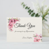 Quinceanera roze bedankkaart (Staand voorkant)