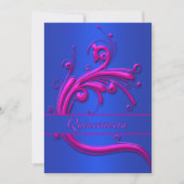 Quinceanera Roze Blauw 15e verjaardag Uitnodiging (Voorkant)