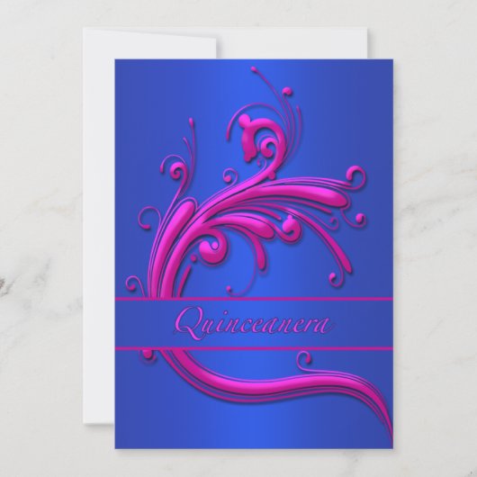 Quinceanera Roze Blauw 15e verjaardag Uitnodiging (Voorkant)