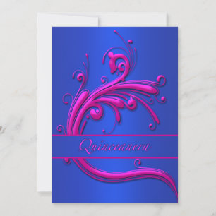 Quinceanera Roze Blauwe 15e Verjaardagsuitnodiging Kaart
