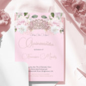 Quinceanera Roze Bloemen Chic Tiara Modern Kaart