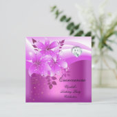 Quinceanera Roze Bloemen Diamant Verjaardagsfeest Kaart (Staand voorkant)