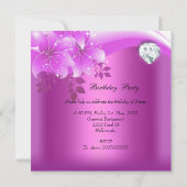 Quinceanera Roze Bloemen Diamant Verjaardagsfeest Kaart (Achterkant)