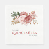 Quinceanera Roze Bloemen Rustiek Botanisch Servet (Voorkant)