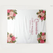 Quinceañera roze bloemenfotohouding achtergrond wandkleed (Voorkant (horizontaal))