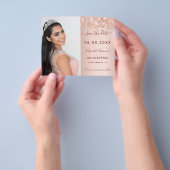 Quinceanera roze blos foto budget Save the Date Flyer (Hand)