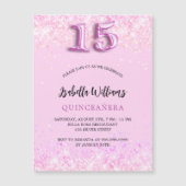 Quinceanera roze confetti meisje party luxe magnetische uitnodiging