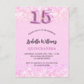 Quinceanera roze confetti meisjesfeest uitnodiging briefkaart (Voorkant)