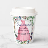 Quinceanera roze dress-papierbekertjes papieren bekers (Voorkant)