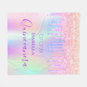 Quinceanera roze druppels holografisch fleece deken (Voorkant (Horizontaal))