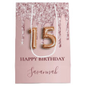 Quinceanera roze druppels medium cadeauzakje (Achterkant)